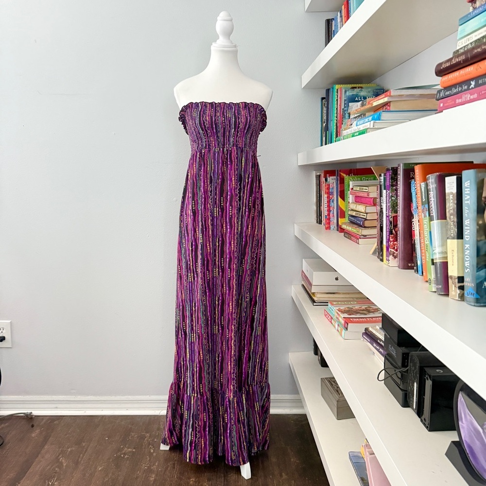 COOGI Multicolor Purple Strapless Maxi Dress